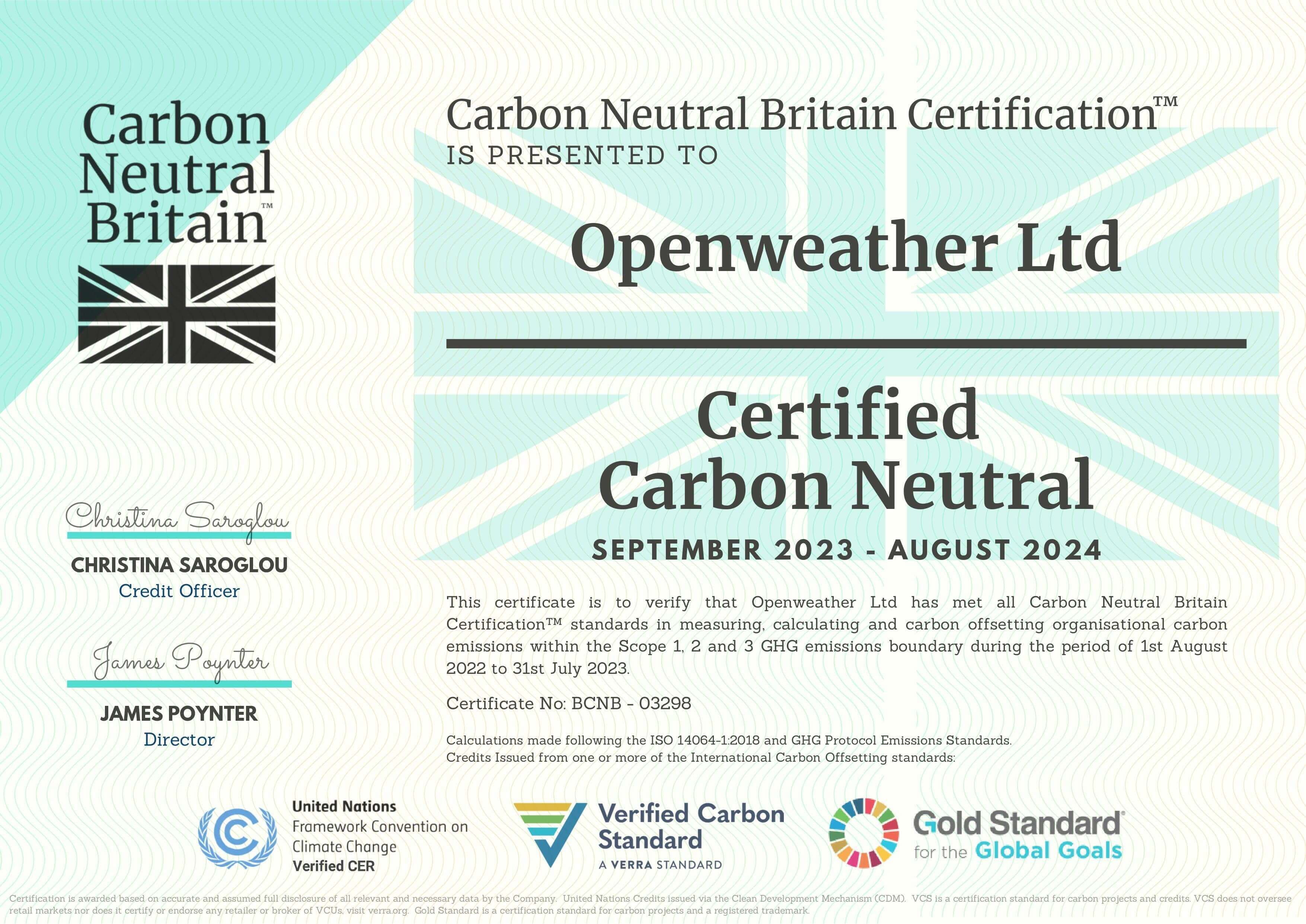 OW Carbon Neutral Certification