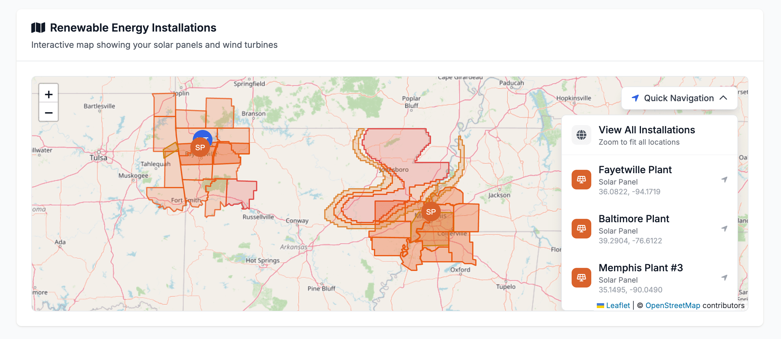 Energy Dashboard installation map main page