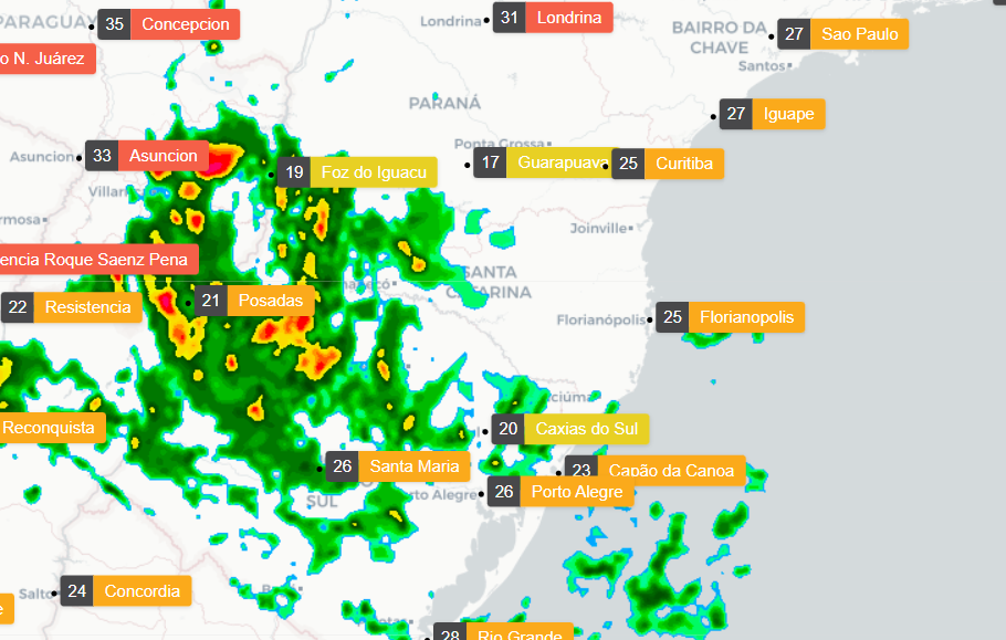 Weather Radar São Paulo - Brazil (Image enlargement) @ Windy Community