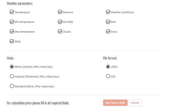 History Bulk update! Create your own customised set of weather parameters and units